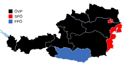 Stärkste Partei auf Ebene der Bundesländer (mit Wahlkarten)