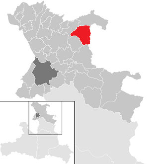 Lage der Gemeinde Neumarkt am Wallersee im Bezirk Salzburg-Umgebung (anklickbare Karte)