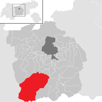 Lage der Gemeinde Neustift im Stubaital im Bezirk Innsbruck-Land (anklickbare Karte)