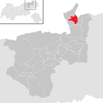 Lage der Gemeinde Niederndorferberg im Bezirk Kufstein (anklickbare Karte)