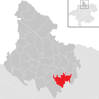 Lage der Gemeinde Niederwaldkirchen im Bezirk Rohrbach (anklickbare Karte)