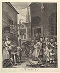 The Four Times of the Day (Die Tageszeiten) – 2. Noon (Mittag), Stahlstich des 19. Jahrhunderts nach dem Original von 1738