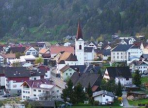 Ortskern von Nüziders von Osten gesehen