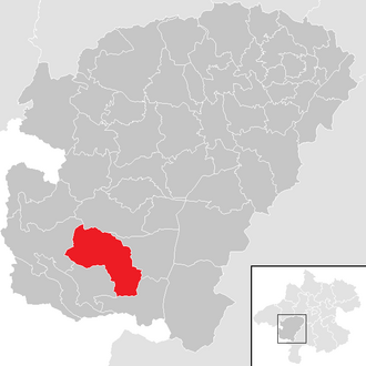 Lage der Gemeinde Oberwang im Bezirk  Vöcklabruck (anklickbare Karte)