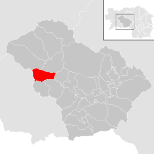 Lage der Gemeinde Oberzeiring im Bezirk Murtal (anklickbare Karte)