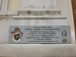 Andrej K. Rasumovsky – Gedenktafel