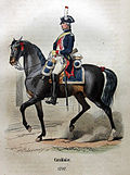 Carabinier à cheval des l'Ancien Régime (Paul Philippoteaux, vor 1850).