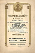 Passagierliste der XI. Vergnügungsfahrt 1912 (119 × 181 mm)