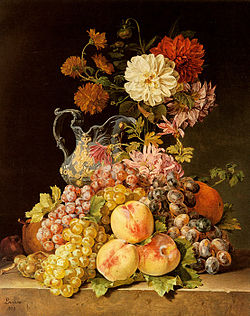 Stillleben mit Obstund Blumen