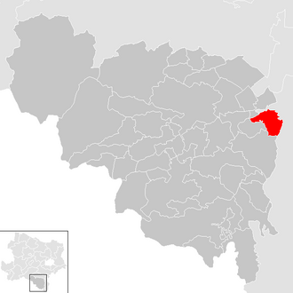 Lage der Gemeinde Pitten im Bezirk Neunkirchen (anklickbare Karte)