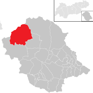 Lage der Gemeinde Prägraten am Großvenediger im Bezirk Lienz (anklickbare Karte)