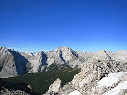Die Praxmarerkarspitzen in der Gleirsch-Halltal-Kette von der Nordkette
