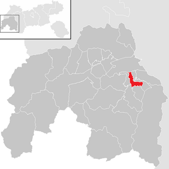 Lage der Gemeinde Prutz im Bezirk Landeck (anklickbare Karte)