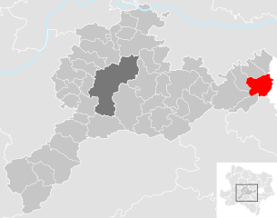 Lage der Gemeinde Purkersdorf im Bezirk Sankt Pölten (anklickbare Karte)