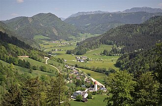Panorama von St. Georgen am Reith Richtung Ortsteil Kogelsbach