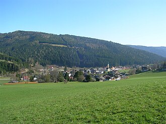 Blick auf den Rettenegger Ortskern im Frühjahr (2007)