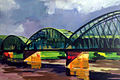 Rettet die Linzer Eisenbahnbrücke Acryl Canvas 70 × 120 cm, 2014