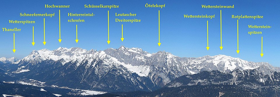 Die Wettersteinspitzen im Wetterstein-Hauptkamm