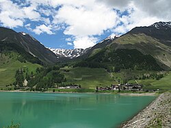 Staumauer bei Vernagt,links hinter Vernagt das Tisental