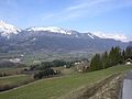 Salzachtaler Seite: Roßfeld – Zinkenkopf (rechter Nebengipfel; links Göll, rechts Untersberg)