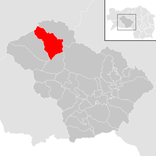 Lage der Gemeinde Sankt Johann am Tauern im Bezirk Murtal (anklickbare Karte)