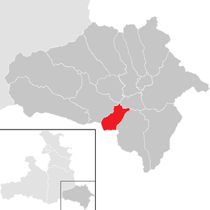 Lage der Gemeinde Sankt Margarethen im Lungau im Bezirk Hallein (anklickbare Karte)