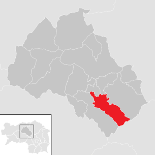 Lage der Gemeinde Sankt Michael in Obersteiermark im Bezirk Leoben (anklickbare Karte)