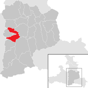 Lage der Gemeinde Sankt Veit im Pongau im Bezirk St. Johann im Pongau (anklickbare Karte)