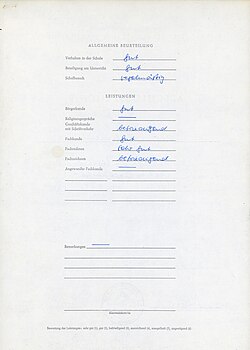 Berufsschulzeugnis von 1975 aus Schleswig-Holstein