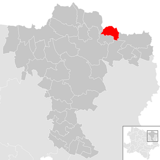 Lage der Gemeinde Schrattenberg im Bezirk Mistelbach (anklickbare Karte)