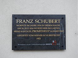 Franz Schubert – Gedenktafel