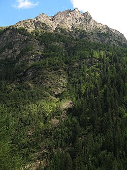 Blick vom Kaunertal auf den Gipfel, Westseite
