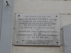 Ignaz Seipel – Gedenktafel