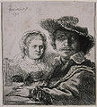 Rembrandt und Saskia, Kupferstich, 1636, Rembrandthuis
