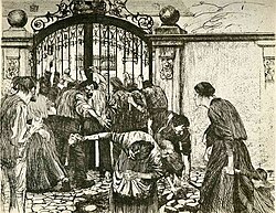 Sturm, Blatt 5 aus dem Zyklus „Ein Weberaufstand“, 1893–97, Strichätzung und Schmirgel, Kn 37