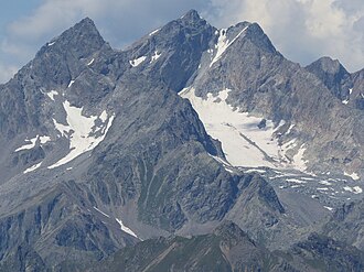 Hohe Geige (Mitte) und Silberschneid (links) von Südosten