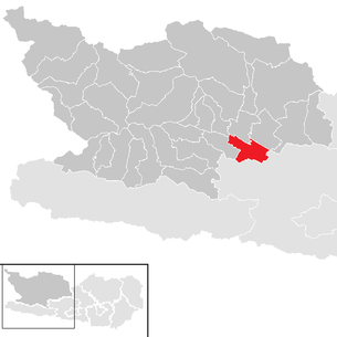 Lage der Gemeinde Spittal an der Drau im Bezirk Spittal an der Drau (anklickbare Karte)