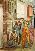 Petrus heilt Kranke mit seinem Schatten, Fresko, um 1425, Brancacci-Kapelle, Santa Maria del Carmine, Florenz