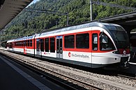 Die Stadler Spatz der Brünigbahn und für die Strecke Saint-Gervais–Vallor­cine entsprechen weitgehend den MGB BDSeh 4/8, verfügen aber über keinen Zahnradantrieb (2004).