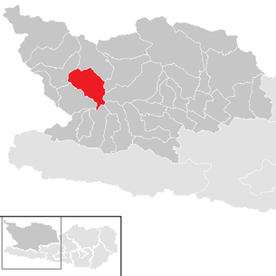 Lage der Gemeinde Stall (Gemeinde) im Bezirk Spittal an der Drau (anklickbare Karte)