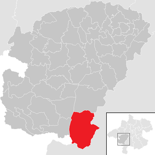 Lage der Gemeinde Steinbach am Attersee im Bezirk Vöcklabruck (anklickbare Karte)