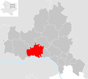 Lage der Gemeinde Stockerau im Bezirk Korneuburg (anklickbare Karte)
