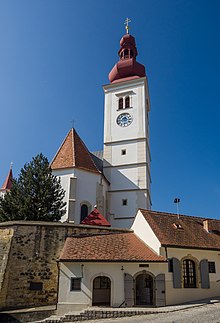Straden: Pfarrkirche Maria am Himmelsberg mit biedermeierlichen Verkaufsläden