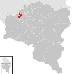Lage der Gemeinde Thüringen (Vorarlberg) im Bezirk Bludenz (anklickbare Karte)