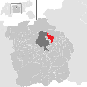 Lage der Gemeinde Thaur im Bezirk Innsbruck-Land (anklickbare Karte)