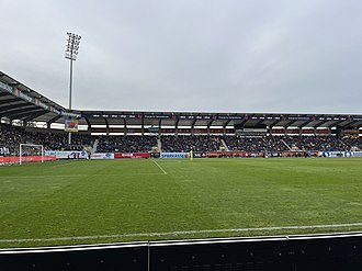Das Stadion nach dem Umbau während eines Bundesligaspiels zwischen dem SCR Altach und Sturm Graz (2022)