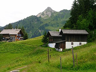 Tschaggunser Mittagspitze; Blick von Matschwitz (1500&nbsp;m)