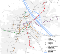 Maßstabsgetreue Darstellung der Wiener U-Bahn