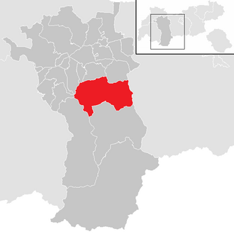 Lage der Gemeinde Umhausen im Bezirk Imst (anklickbare Karte)