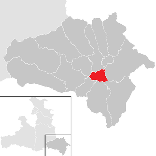 Lage der Gemeinde Unternberg im Bezirk Hallein (anklickbare Karte)